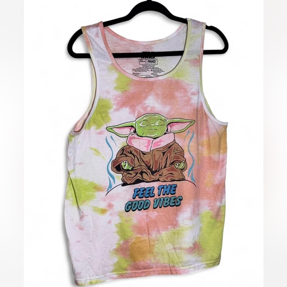 MAD Engine Groovy Tie-Dye Tank Top - Green, Pink, White. Has a hole🔥Check images